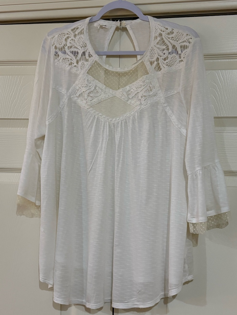 Beautiful Boho Lace Trim White Peasant Top by Maurices